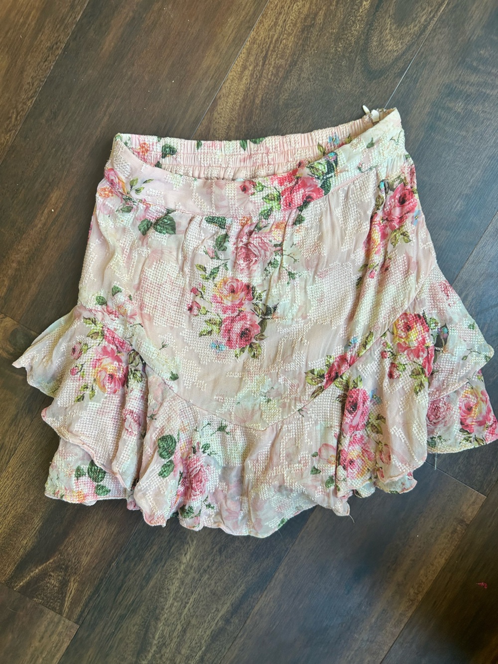 HEMANT & NANDITA Pink Floral Ruffle Mini Skirt